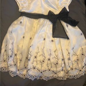 Bonnie Baby White Dress with Black Floral Design